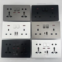 18W Type-C Plug Quick Charging Universal 5-pin Dual Power Socket,UK Standard 13A Wall Socket with DC 5V 3.1A Type-c USB Charger - Image 3