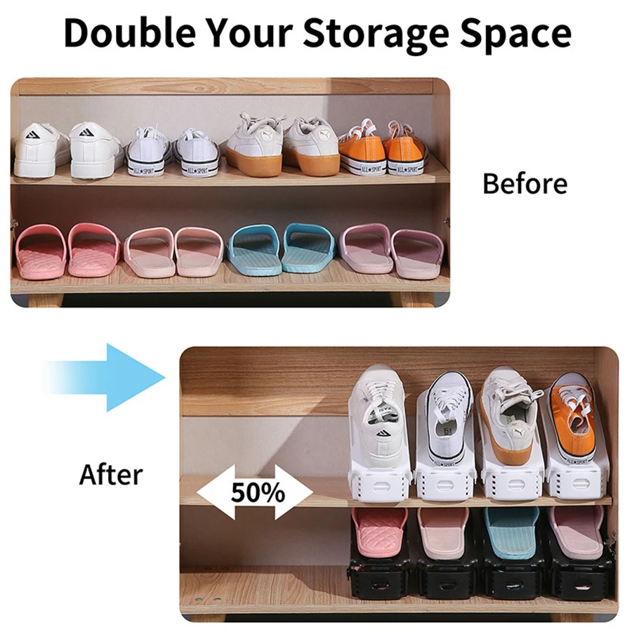 1PCS Shoe Organiser Adjustable Space Saving Shoe Cabinet Layered Storage Wider Upgraded Tray Double Thickened Racks