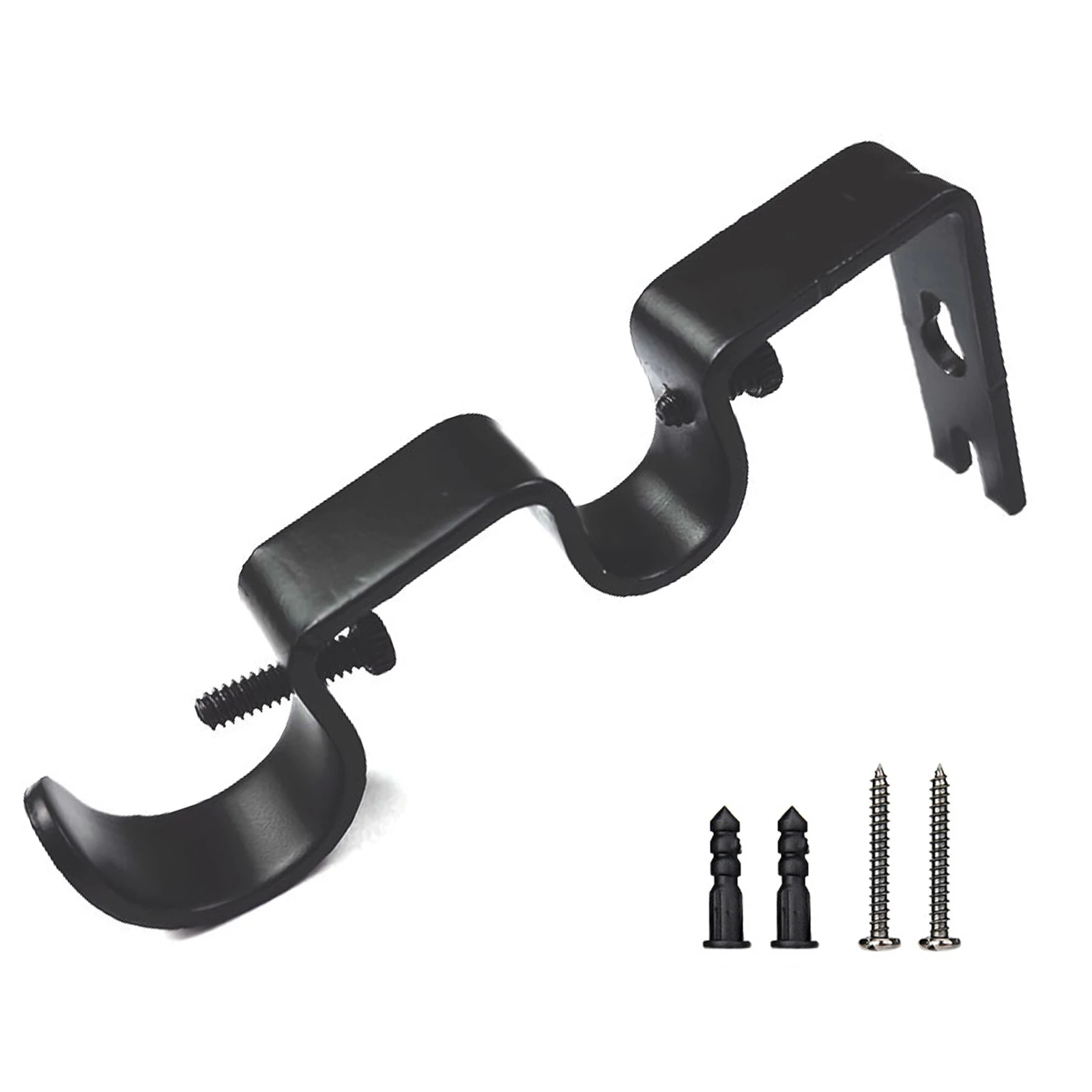 

1 Set Curtain Brackets Double Pole Rod Holder Wall Bracket Hook With Screws & Plug For Curtain Rod Brackets Holder Hardware