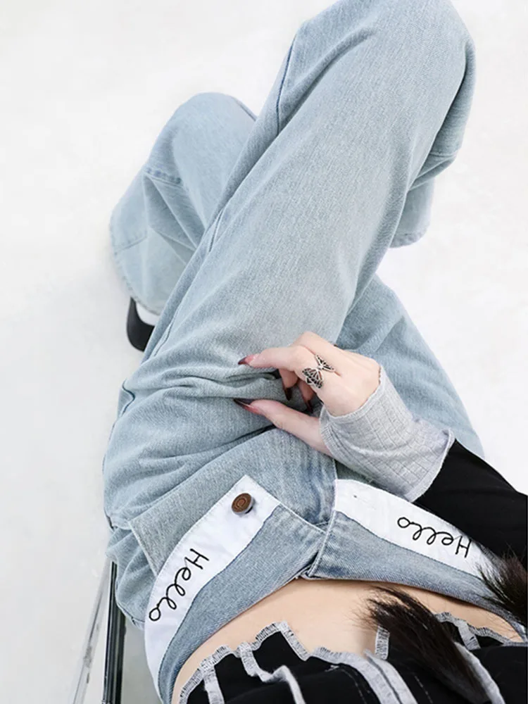 

Винтажные уличные женские джинсы с завышенной талией 2023, прямые джинсовые брюки с широкими штанинами, женские мешковатые джинсы, брюки