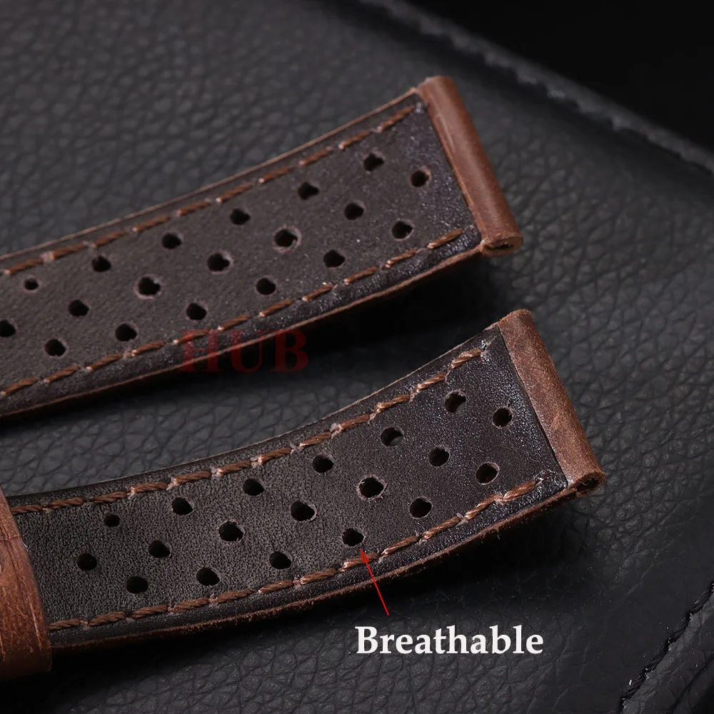 Premium Genuine Cowhide Leather Strap - Soft Breathable Retro Wristband