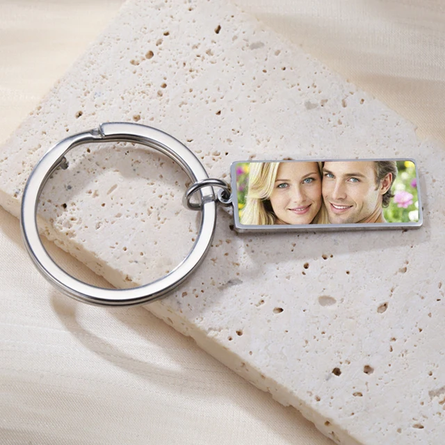 My Shape Porte-clés photo personnalisé en forme de coeur, porte-clés en acier inoxydable, rectangle, photo personnalisée, cadeaux de bijoux 5