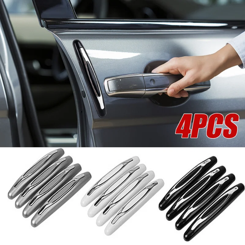 

4PCS Car Door Protector Strip Anti-collision Protector Bar Stickers Silicone Side Guards Rear View Mirror Cover Protection Strip