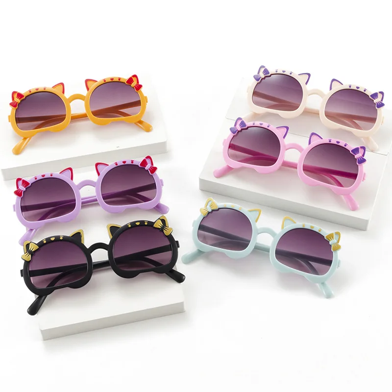 Children Cute Sunglasses Girls Summer Boys Cat Ears Animal Cartoon Sunglasses Lovely Vintage Sun Glasses UV Protection Eyewear