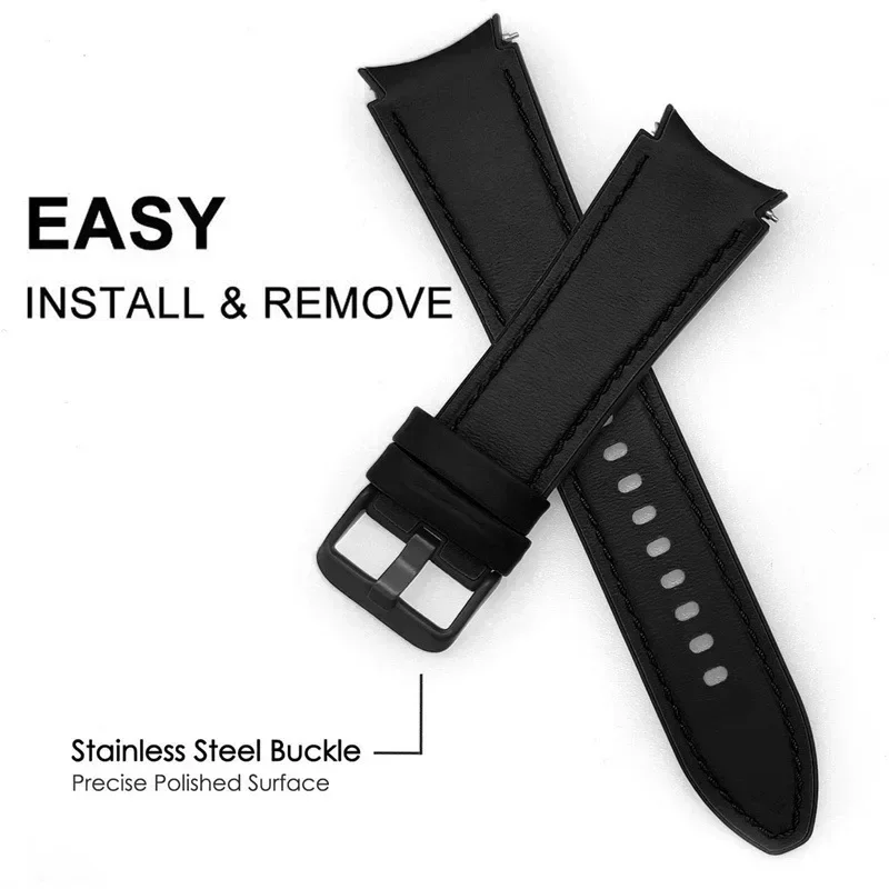 Premium Silicone and Leather Watch Strap - Elegant Replacement Band