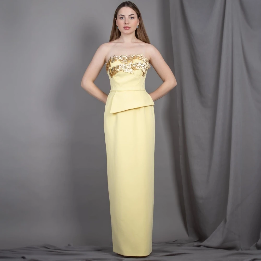 Jersey Pleat Sequined Wedding Party Sheath Strapless Bespoke Occasion Gown Midi Dresses