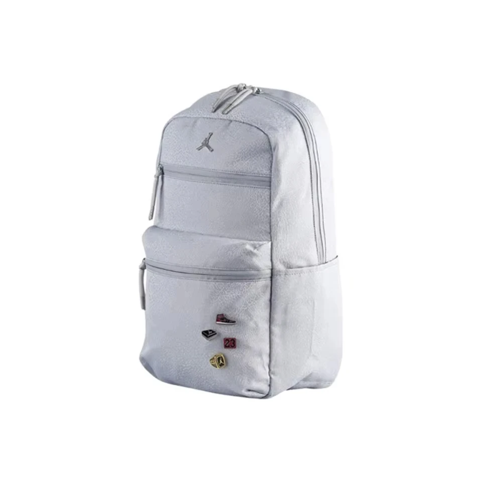 Original Air Jordan Backpack White Flower Grey School Laptop Zipper Bag Unisex Casual Large-capacity Size 9A0090-G3A