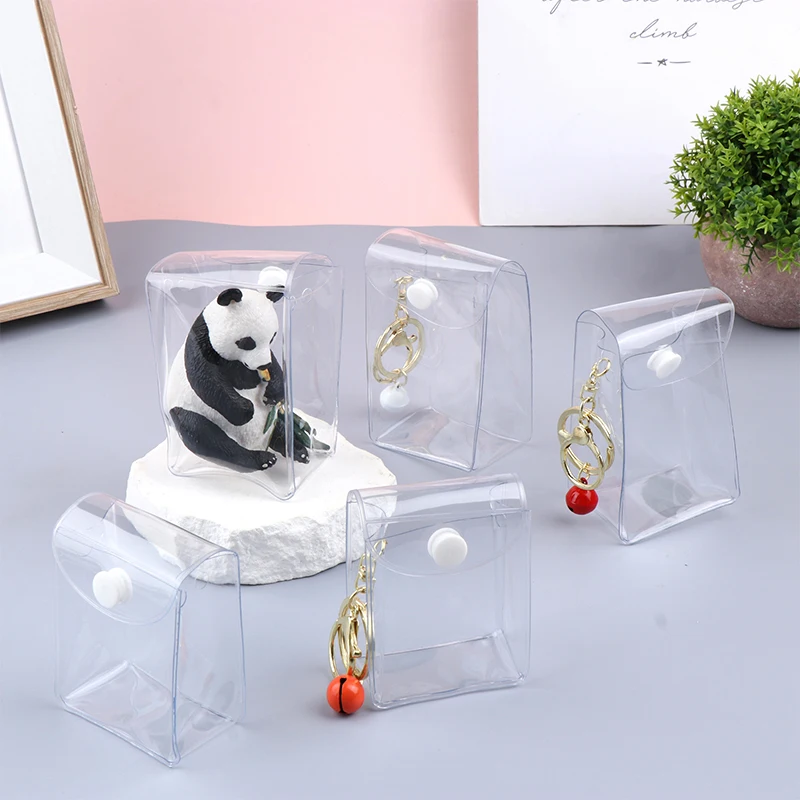 Mini Anime Doll Display Bag Transparent Coin Purse Pendant Square Pouch Organizer Wallet Key Lipstick Earphone Storage Bag