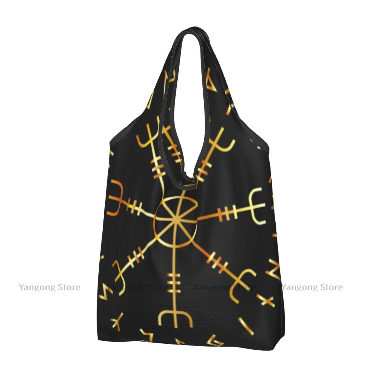 

Shopping Bag Scandinavian Runic Alphabet Eco-friendly Folding Reusable Portable Shoulder Handbag for Travel Grocery Bag