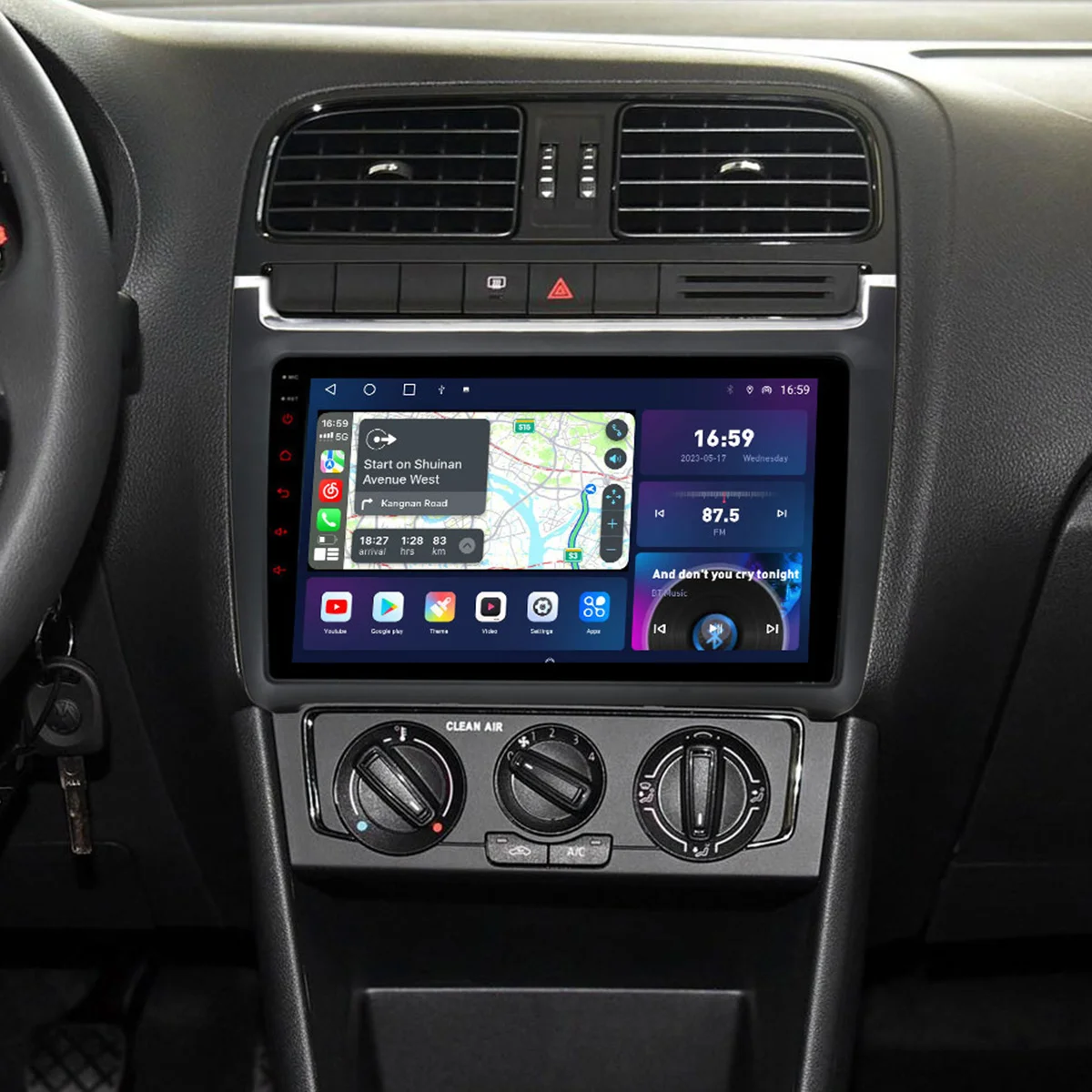 

Матово-черный 8 + 256g Android Авто Qled 2k радио для Volkswagen Polo Mk5 2009-2020 Автомобильный мультимедийный Carplay 4g Sim Gps головное устройство