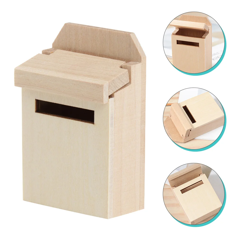 Mini House Mailbox Wooden Mini Furniture Model Lovely House Supply miniature mailbox