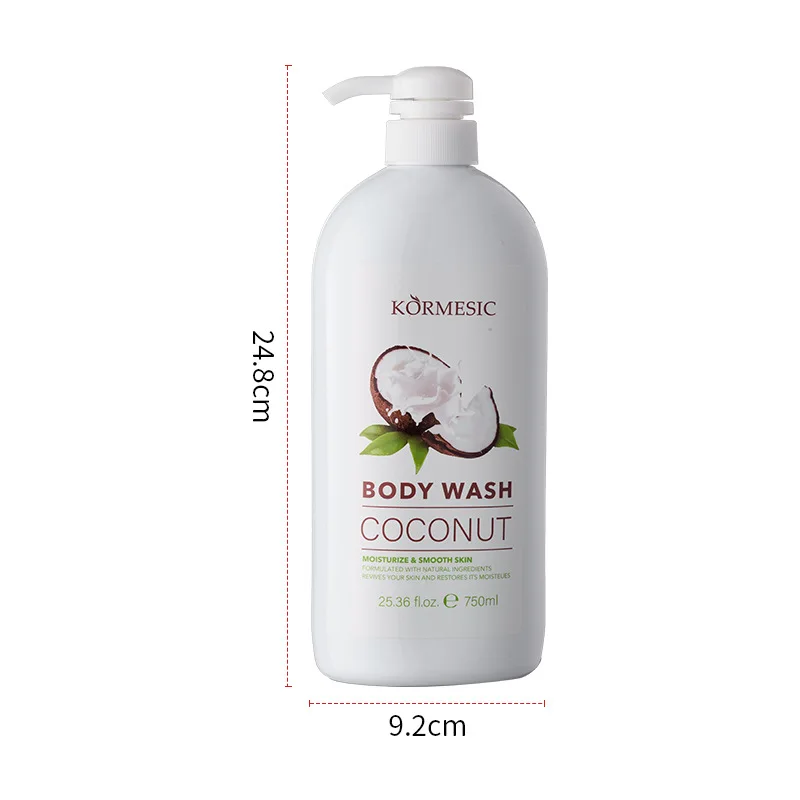 جل استحمام جوز الهند 750 مل، غسول منعش للجسم بخلاصة طبيعية، ينظف ومرطب بلطف