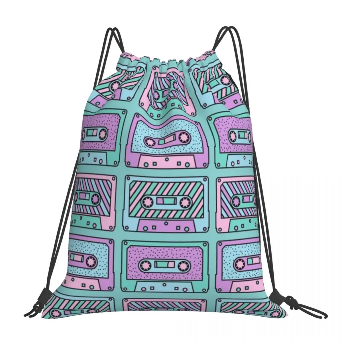 

Vintage Cassette Tape Backpacks Fashion Portable Drawstring Bags Drawstring Bundle Pocket Sundries Bag Book Bags For Man Woman