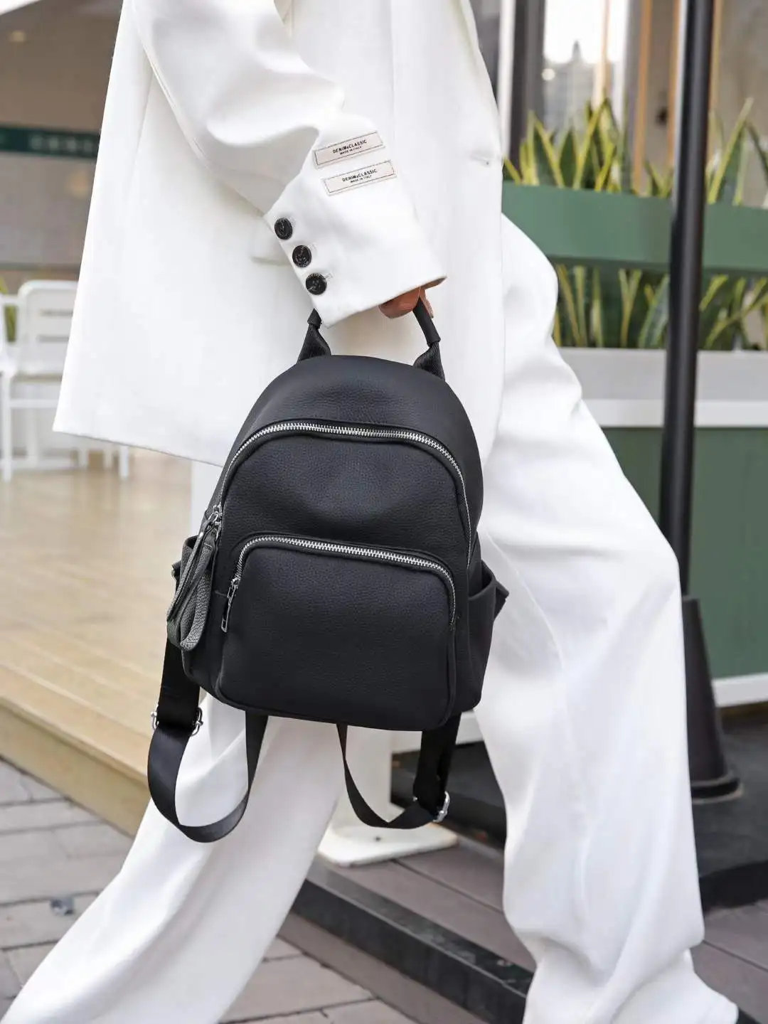 Kleiner echter Rindsleder rucksack Anti-Diebstahl Damen Reisetasche lässig Echt leder Rucksack – Detail 3
