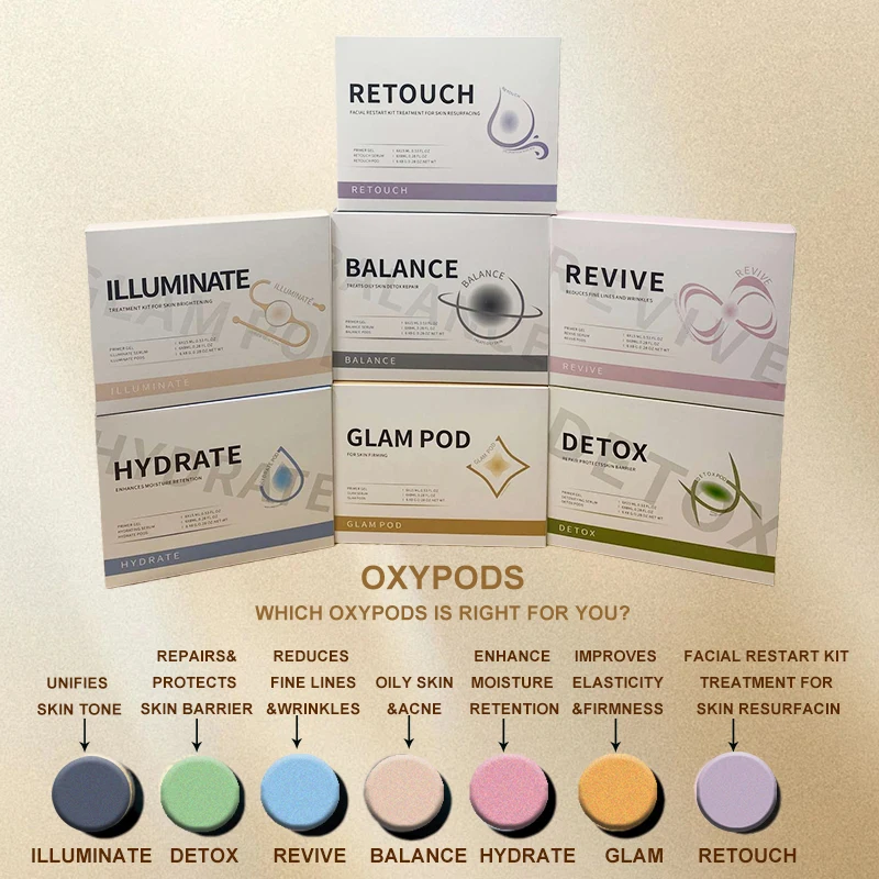 Newest Oxygen Charcoal 7 Types Pods DETOX GLAM Hydrate CO2 Oxygen Pods Capsule Serum Bubble Facial Kit 3 In 1 Skin Rejuvenation 6