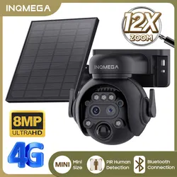 INQMEGA 8MP Solar Powered Camera 4G / WIFI Solar Camera with SIM Card Solar Panel Security PIR Human Detection Kamera