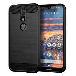 Ultimate Shock Absorption Silicone Phone Cover - Soft TPU Carbon Fiber Design for Nokia 4.2 (Black)