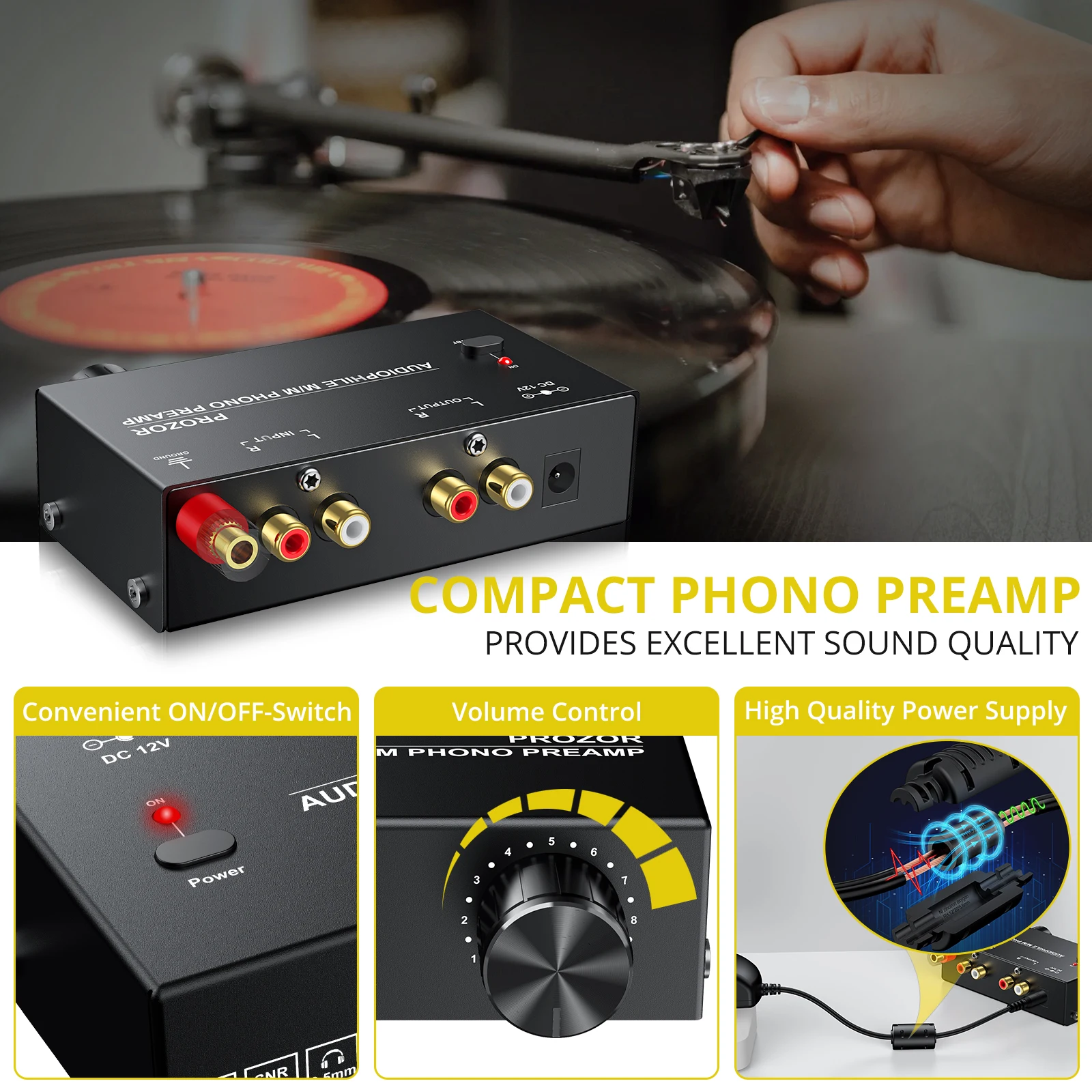 Pre Amp For Record Player MANAYO Phono Preamp, Professional Mini