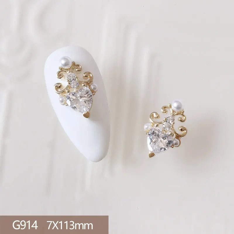 10pcs 3D 나비 사랑 꽃 합금 네일 아트 지르콘 진주 크리스탈 금속 매니큐어 손톱 Accesorios 용품 장식 매력