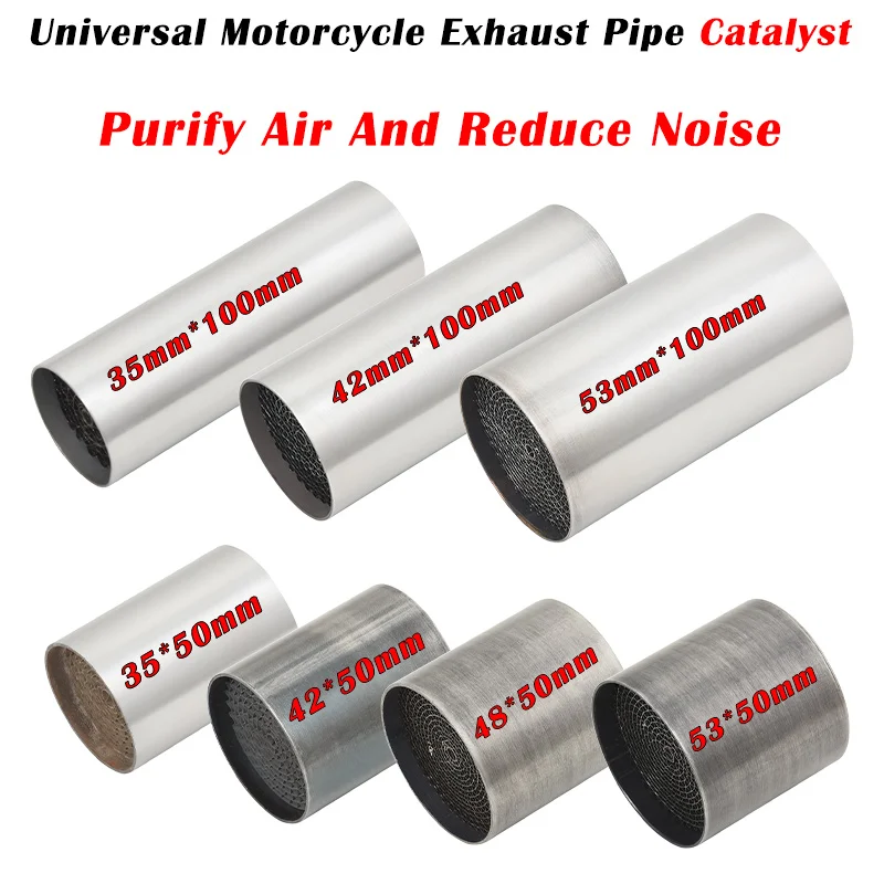 Universal 35mm 42mm 48mm 53mm Motorcycle Front Middle Pipe Catalyst DB Killer Moto Exhaust Muffler Silencer Noise Sound Silence