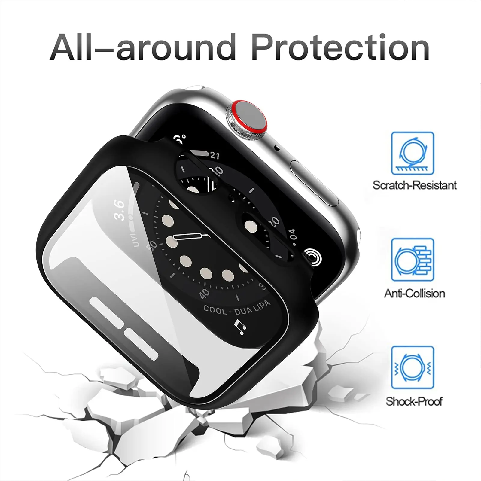 Premium Tempered Glass Case & Screen Protector for Apple Watch - Full Protection Accessories