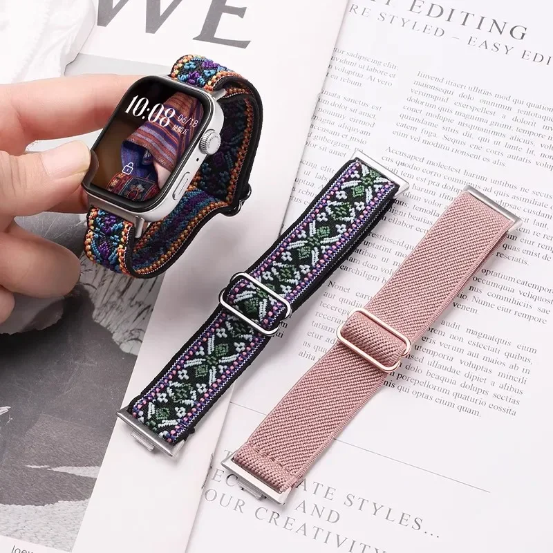 Nylon Loop Elastic Weave Bracelet Strap