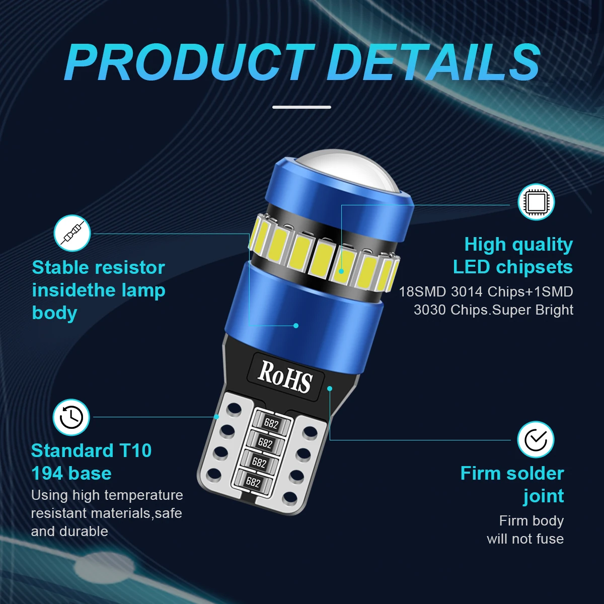 NLpearl 2PCS T10 W5W LED CANBUS   12V ڵ  ǳ  168 194 3030 SMD BMW   ڵ ǳ 