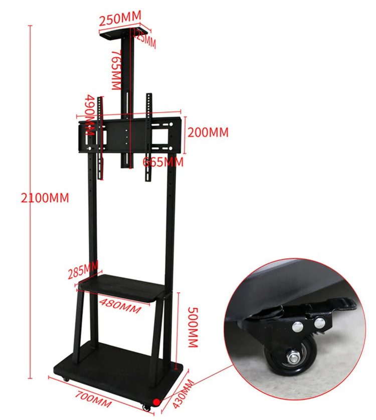 Rotating Plasma Halterung Trolley Dentist 32"-65" Flat Panel Led Lcd Mobile Cart Display Tv Floor Stand With Wheels Workstation 3