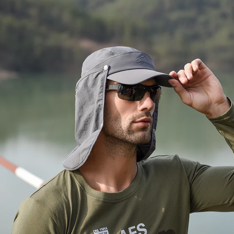 Outdoor Hiking Hat Summer Protective Baseball Hat Men Removable Hat Protect Face Neck Cover Ear Flap Quick Drying UV Protection Undefine Nasi