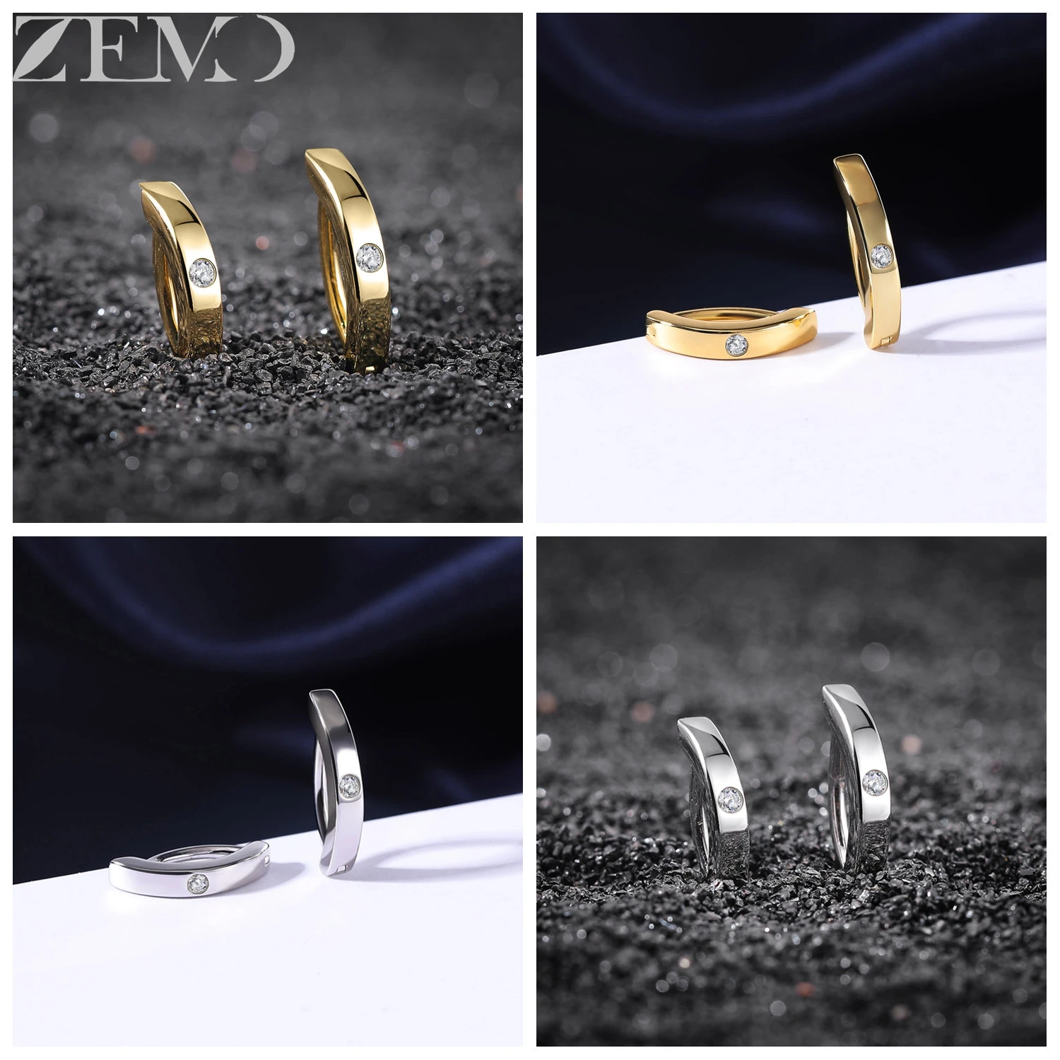 ZEMO 1개 펑크 스타일 14/16G 배꼽 링 CZ 크리스탈 배꼽 피어싱 8/10/12MM 비치 배꼽 피어싱 바디 주얼리