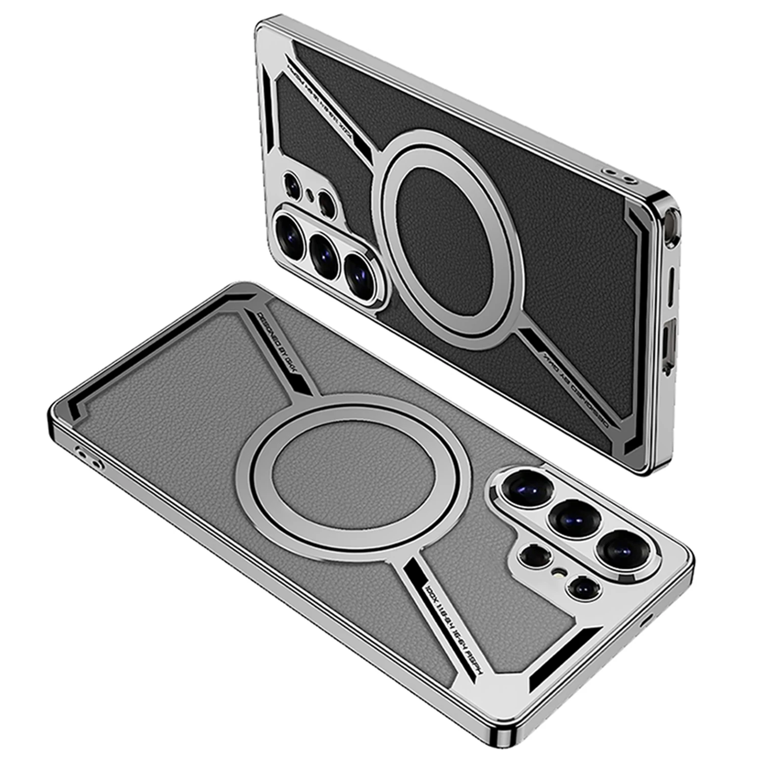 Magnetic Electroplated Leather Protective Phone Case in Elegant Design