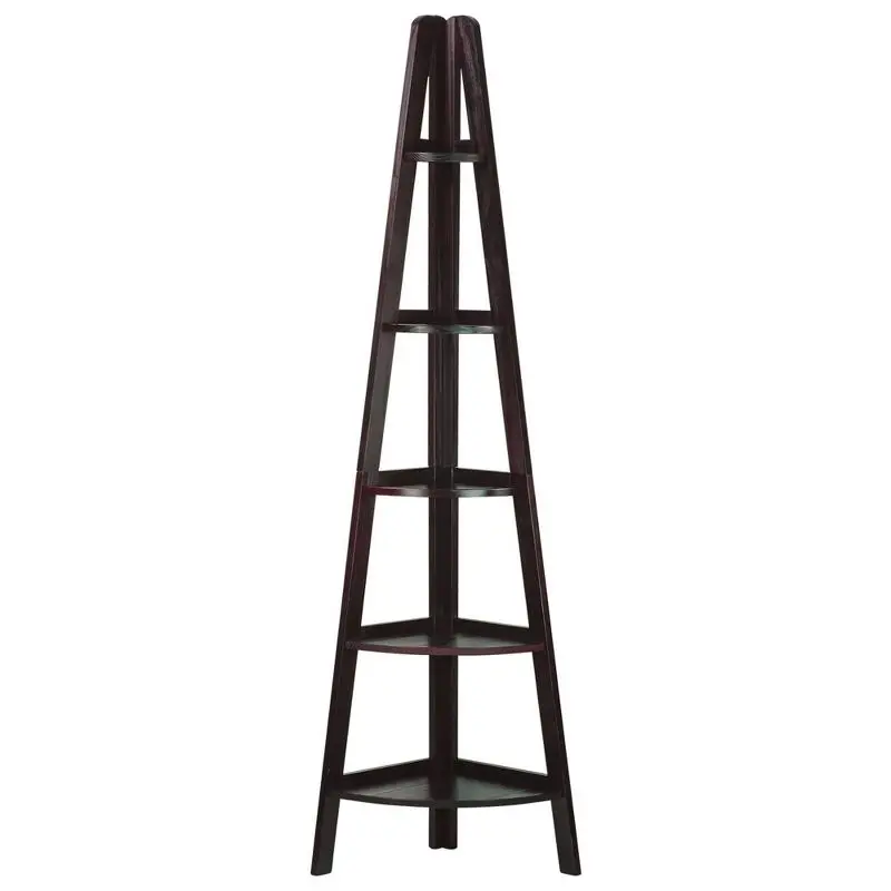 

Brown 5 Shelf Corner Ladder Bookcase for Warm and Inviting Interiors
