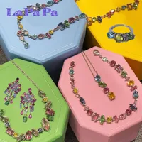 Original Colored Candy Crystal 2026 High Jewelry Set Luxury Brand Necklace Earrings Bracelet Ring for Women Wedding Gifts