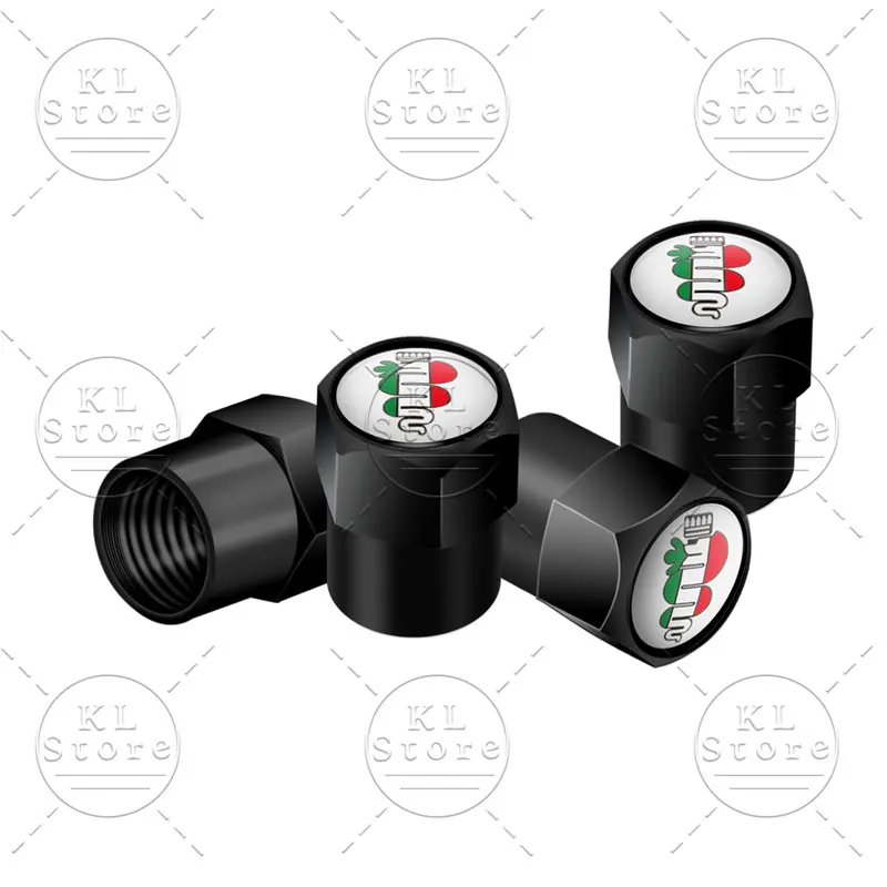 Set of 4 Premium Auto Exterior Logo Metal Tire Valve Caps Dust Covers