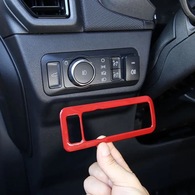 

For Ford Maverick 2022 ABS Carbon Fiber/Silver/Red Car Headlight Switch Button Frame cover trim Sticker Car Accessories