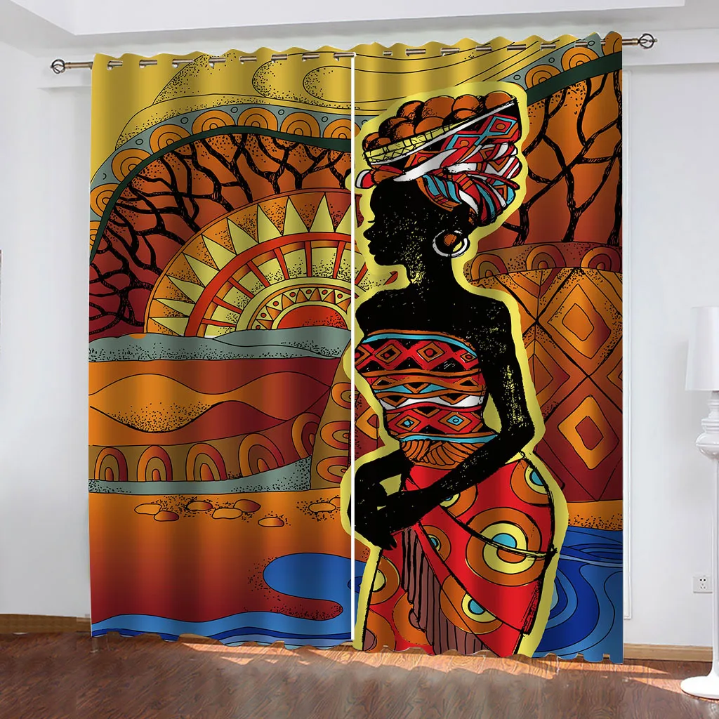 

Window Curtains 3D African Dark Skin Woman Printed Curtains For Boys Bedroom Curtains Living Room, Room Curtains Free Shipping