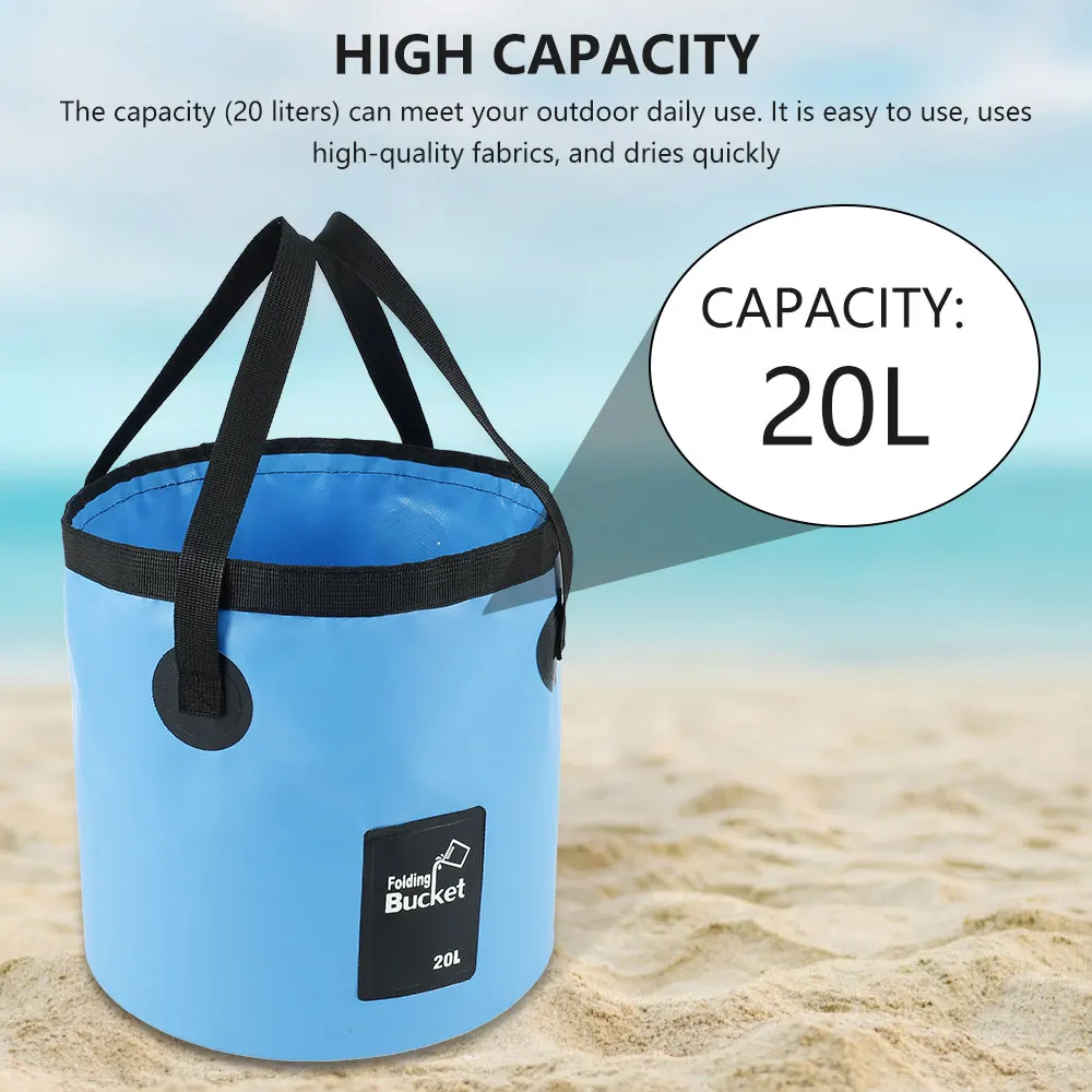 Fishing Bucket Car Water Bucket 20L Portable Bucket Water Storage Bag Foldable Storage Container Outdoor Car Wash Camping Bucket image_2