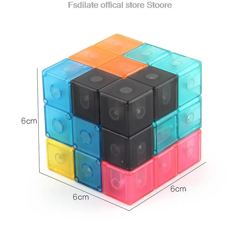 Magnetic building block cube removable intelligence cube fidegt toys puzzle cube early education tool For kids gift