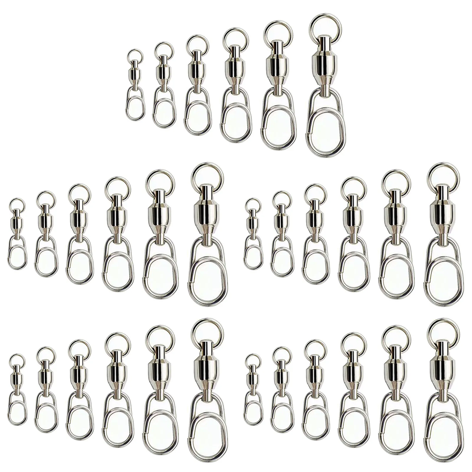 

Ring Connector Bearing Swivel 30 Pcs 6 Sizes Ball Practical Split Ring Stainless Steel Durability High Strength