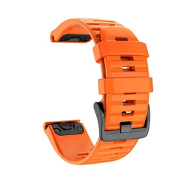 Premium Stainless Steel Metal Watchband Strap with Quick Release Mechanism - 26mm Fenix5X 5XPlus (Silicone Orange)