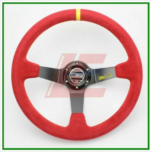 

14inch 350mm Suede Leather for Sp deep Corn Drifting Steering Wheel Red New