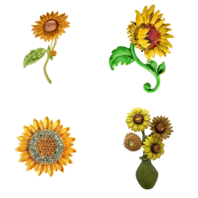 Vintage Art Van Gogh's Sunflower Brooch Pin Corsage Elegant Sunflower Plant  Buckle Female Dress Clothes Suit Scarf Clip Gift - AliExpress