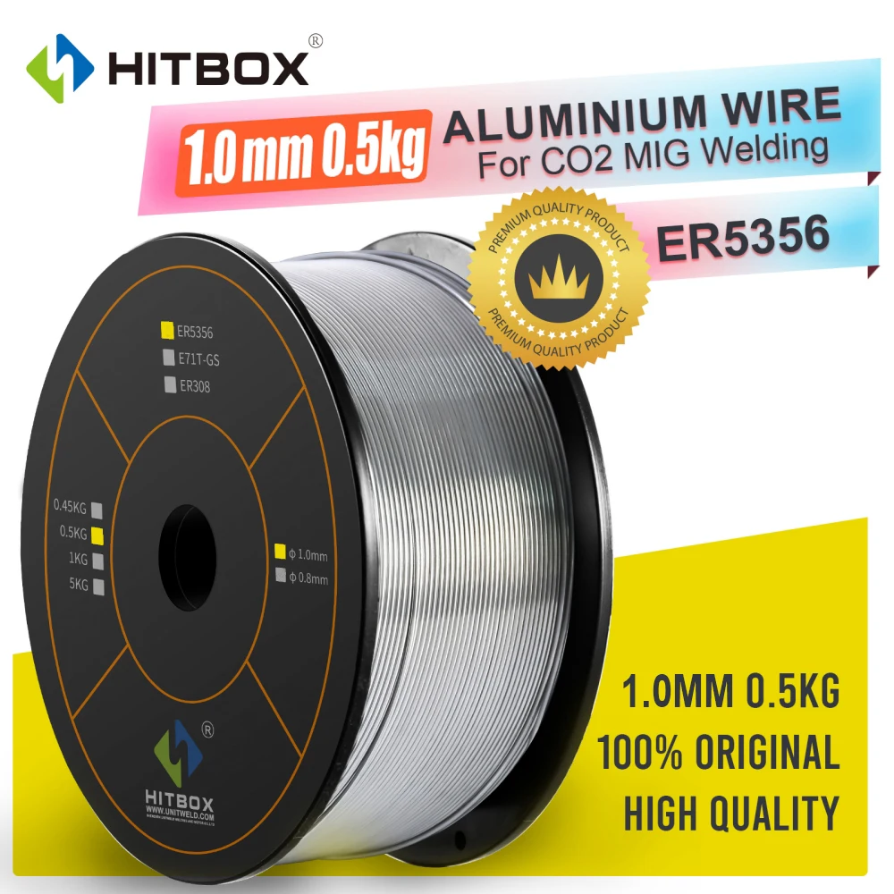 HITBOX 0.5kg 1.0mm Aluminum Wire ER5356 MIG Welding Wires 1 Pounds Spool Gun Soldering Welder Accessories For Mig Welding Machine — Type: 0.5kg / Diameter: 1.0mm