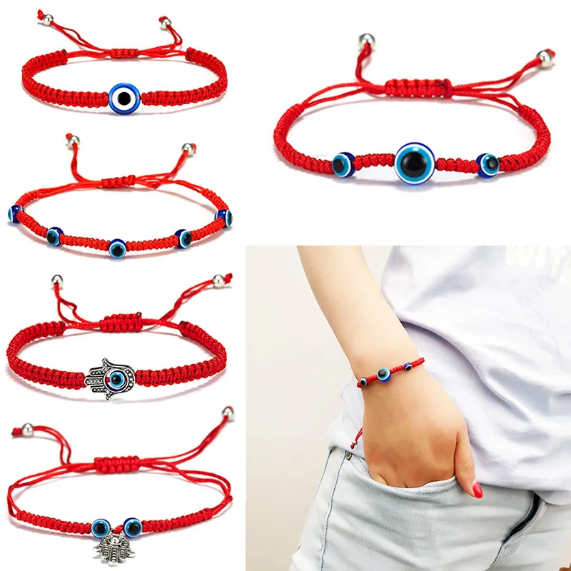 PATRICIA TRENDY - Bracciali sette nodi rosso originale - Contro il malocchio - Filo rosso destinazione protezione energia negativa - Amuleto per buona fortuna - Prosperità famiglia amici coppie