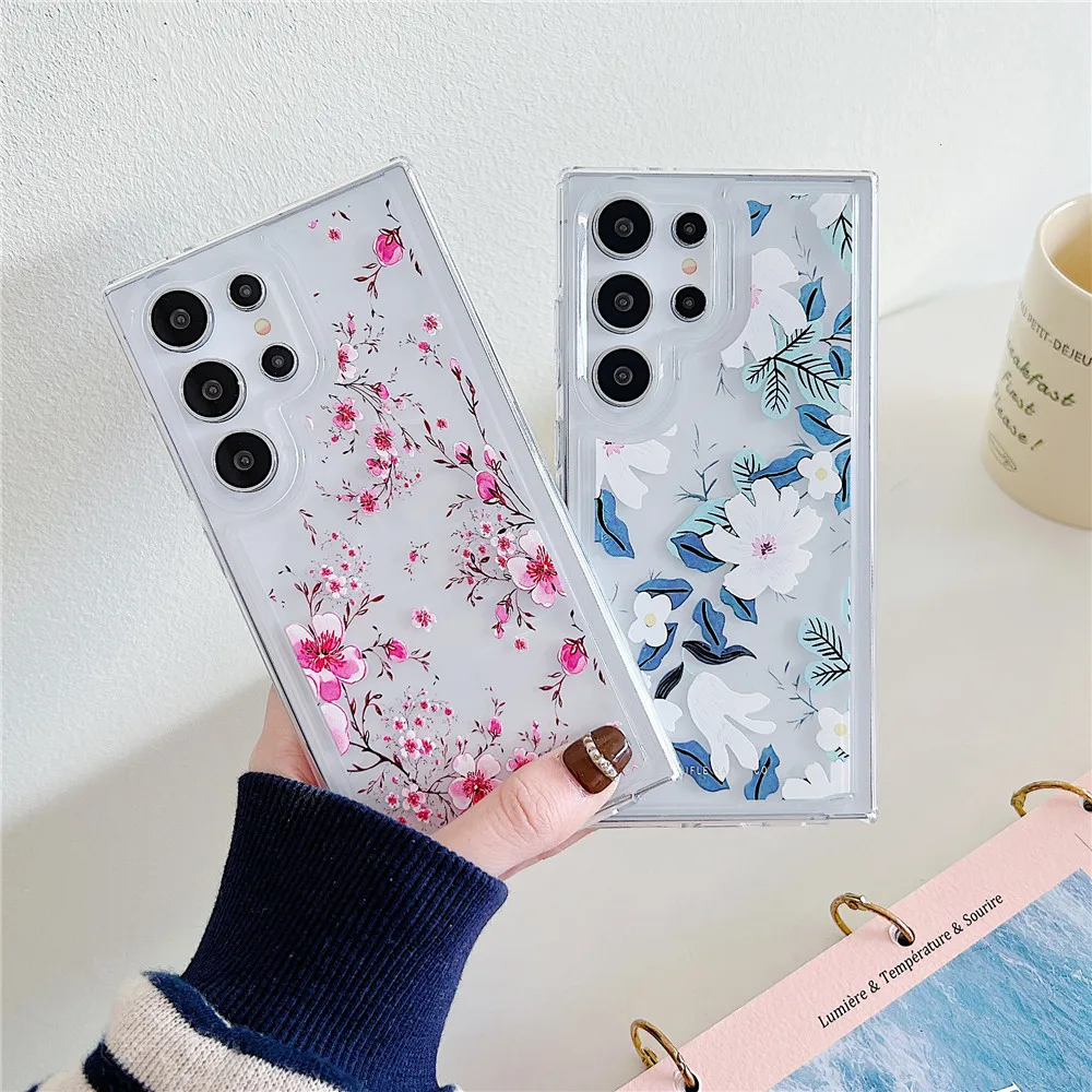 Coque de téléphone Samsung en Silicone transparent, étui antichoc pour S24, S23, S22 Ultra Plus, S20FE, S21FE, S23FE, Note 20, fleur_voghion.com