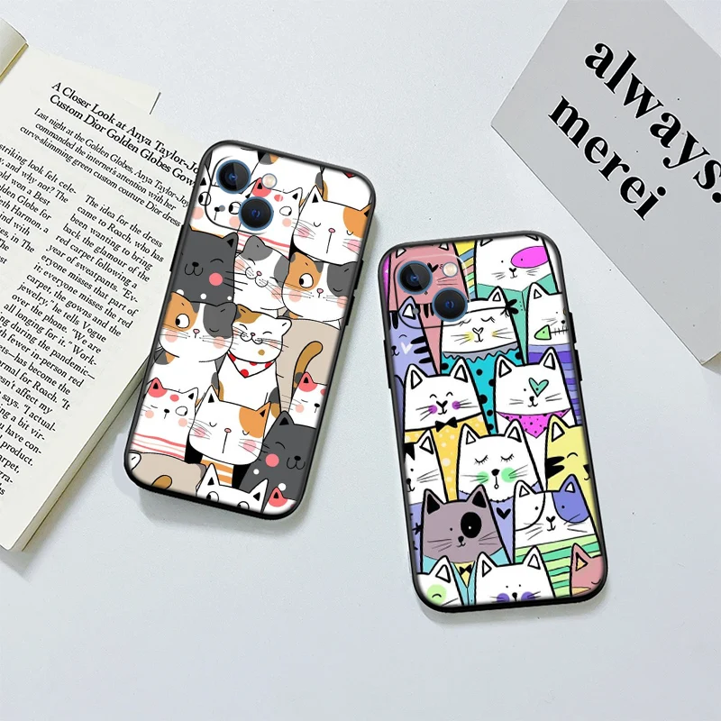 Adorable Cat Cartoon Phone Case - Whimsical Feline Design Protector