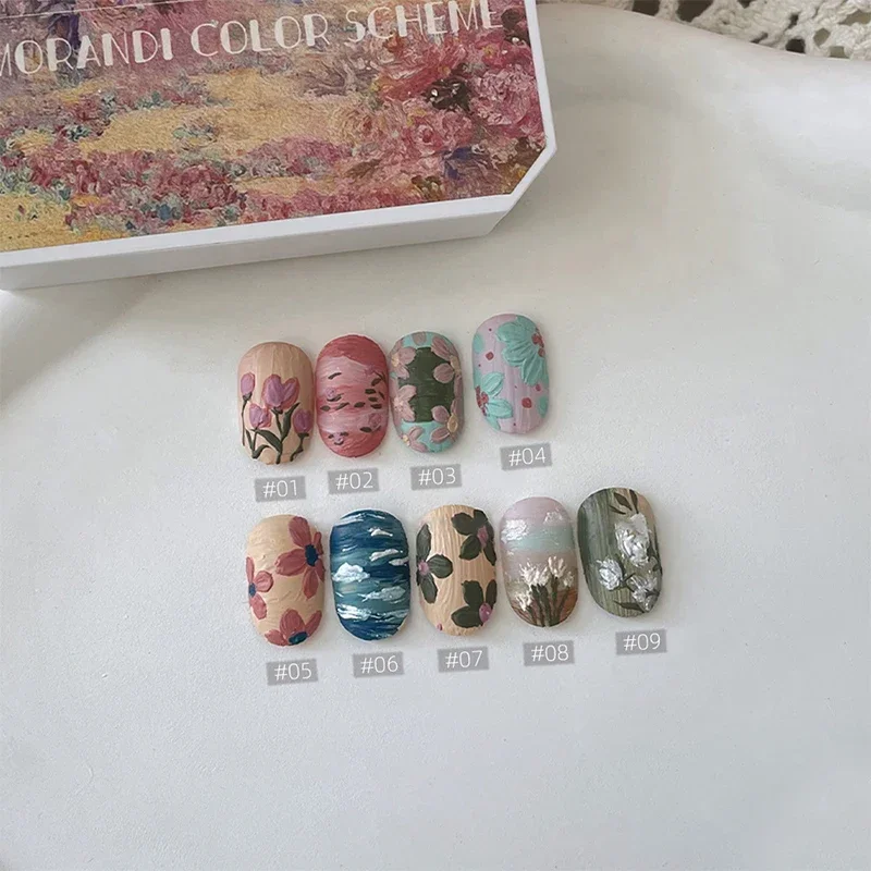 2gx9Colors/Box Nail Drawing Gel 3D Modeling Oil Paint Gel Polish No Wipe Glue Art Design DIY Flowers Painted Carved Nail