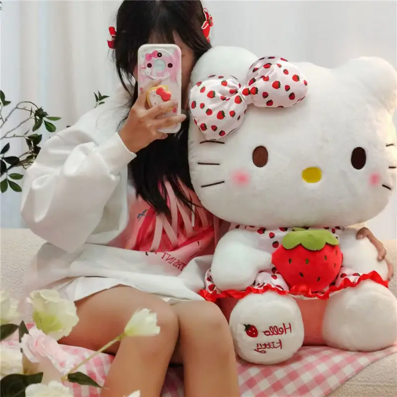 

Плюшевая клубника Sanrio, 30-60 см, Hello Kitty, плюшевый Декор для комнаты, плюшевые куклы, кавайные куклы Hello Kitty, мягкая игрушка-Зверюшка, подарок Ragdoll