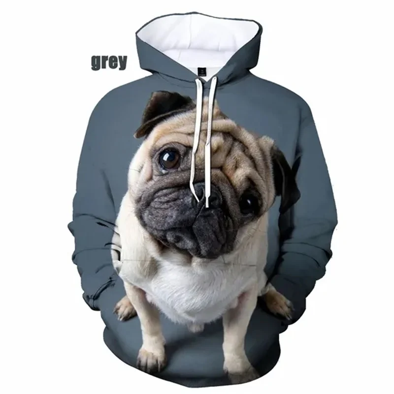 thumbnail image 1 of Sudadera con capucha con estampado 3D de perro PUG para hombre, sudadera con capucha divertida para niño, ropa de calle, sudaderas para hombres, 1 of 4