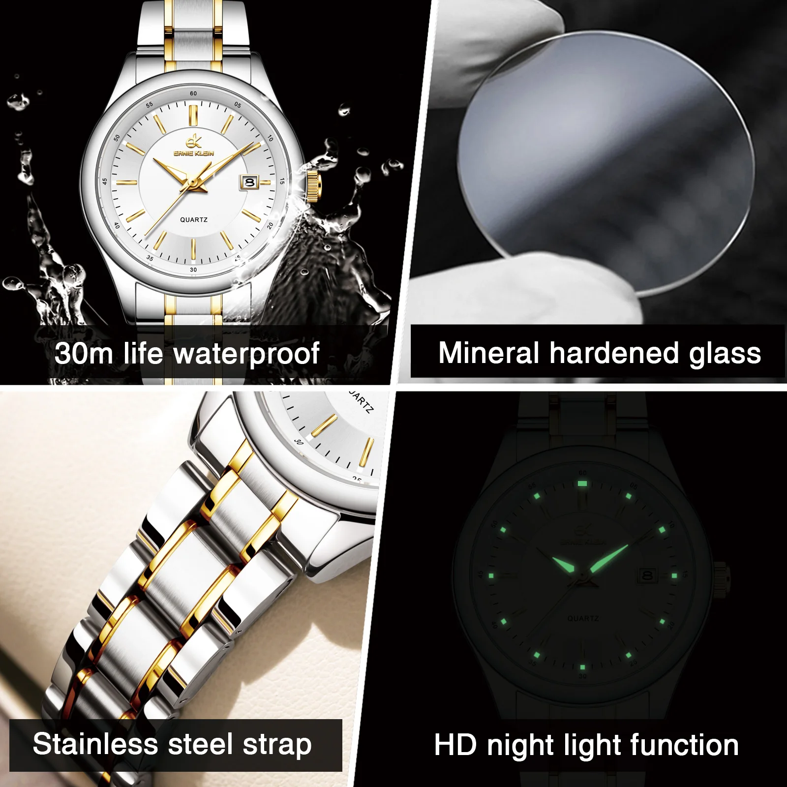 ERNIE KLEIN Women‘s Watches Simple Luxury Fashion Elegant Female Wristwatch Waterproof Luminous Date Exquisite Gift for Girl 3